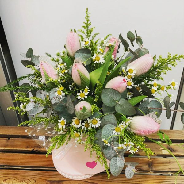 Tulips In Round Box